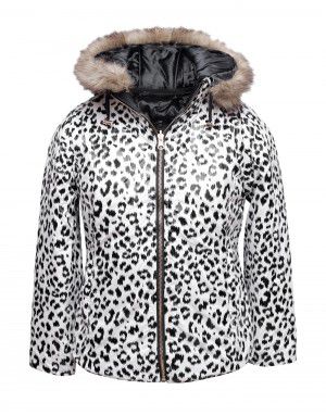 Girls Jacket Black Leopard Printed Reversible